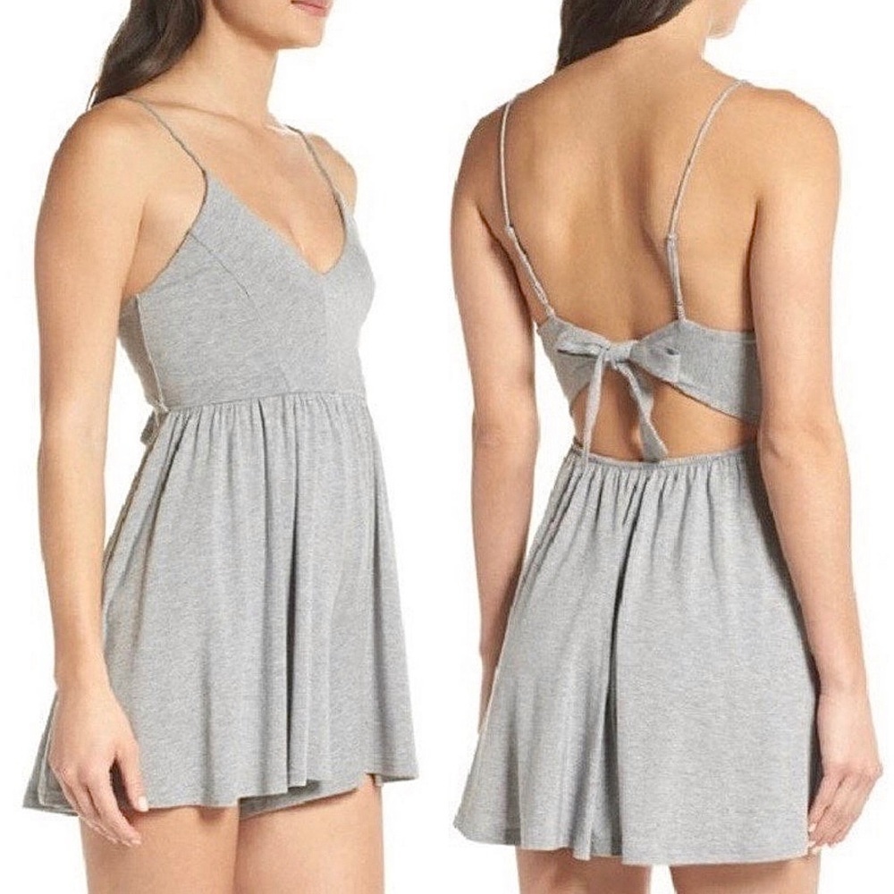 Sam Edelman Grey Cutout Tie Back Romper Size Large